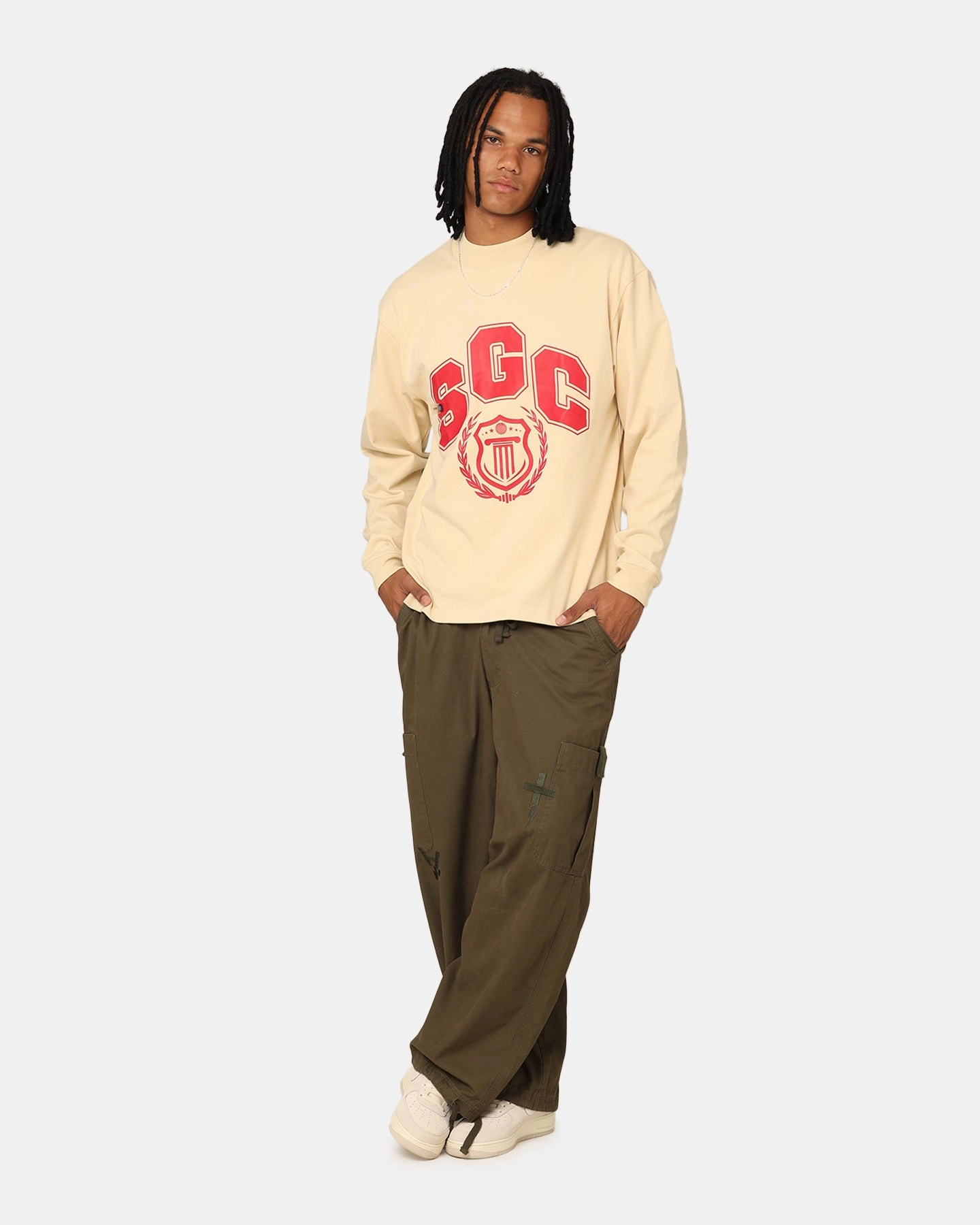 Smart Fit Students Golf Addington Long Sleeve Mock Neck T-Shirt Sand