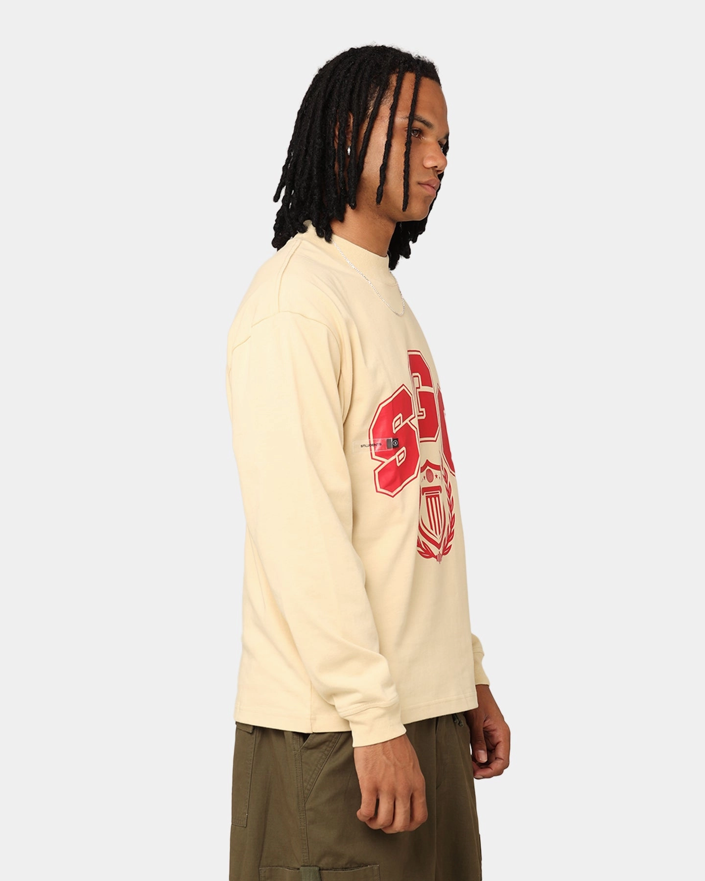 Students Golf Addington Long Sleeve Mock Neck T-Shirt Sand Taped Neckline