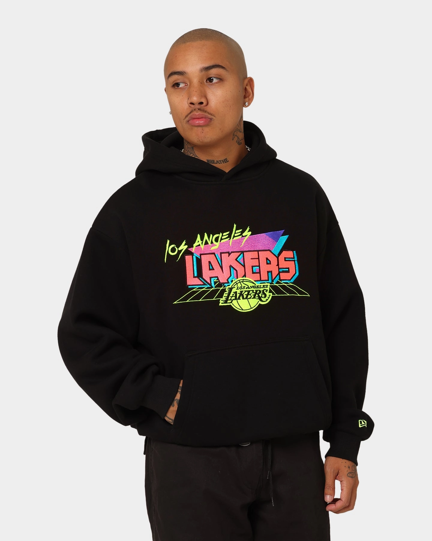 Sport Inspired Travel Fashion New Era Los Angeles Lakers Retro Arcade Hoodie Black