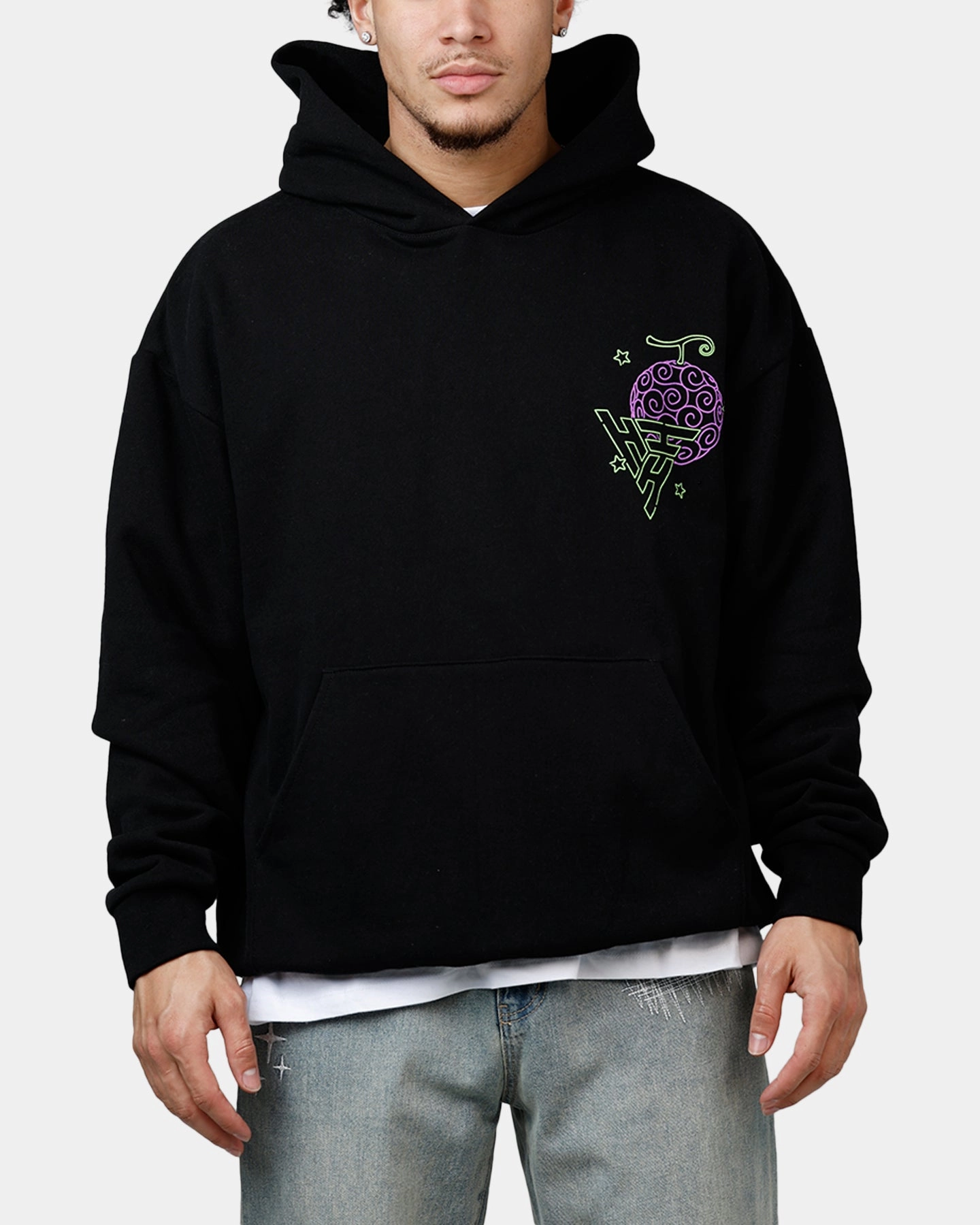 Hypland X One Piece Neon Gomu Hoodie Black Contribute