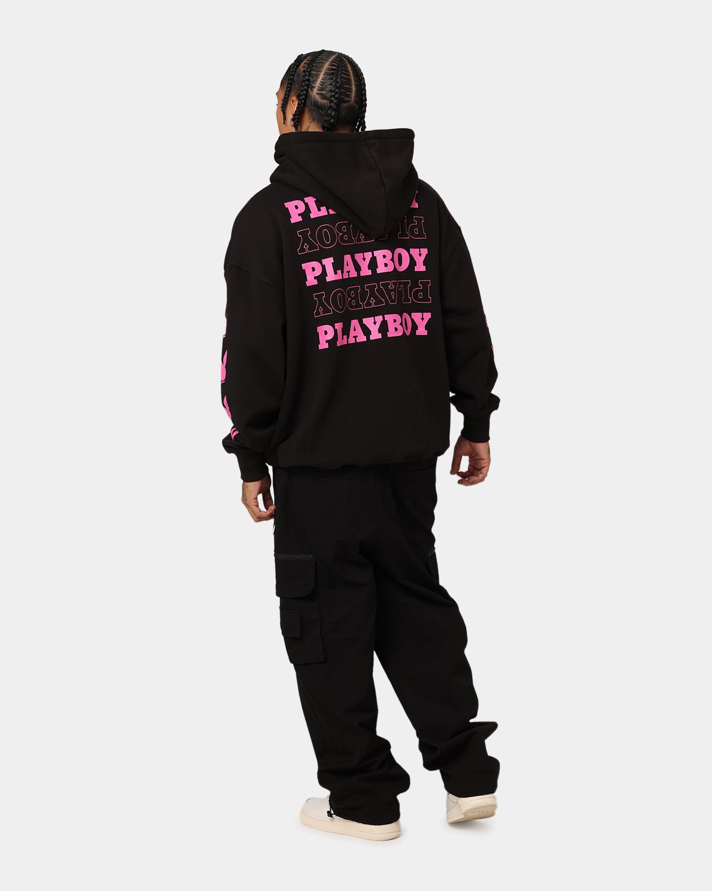 Bestow Playboy Side Bunny Stack Hoodie Black