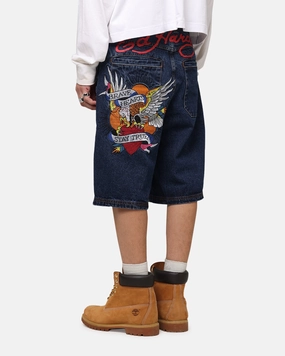 Chafe Resistant Seams Ed Hardy Brave Hearts Jorts Indigo