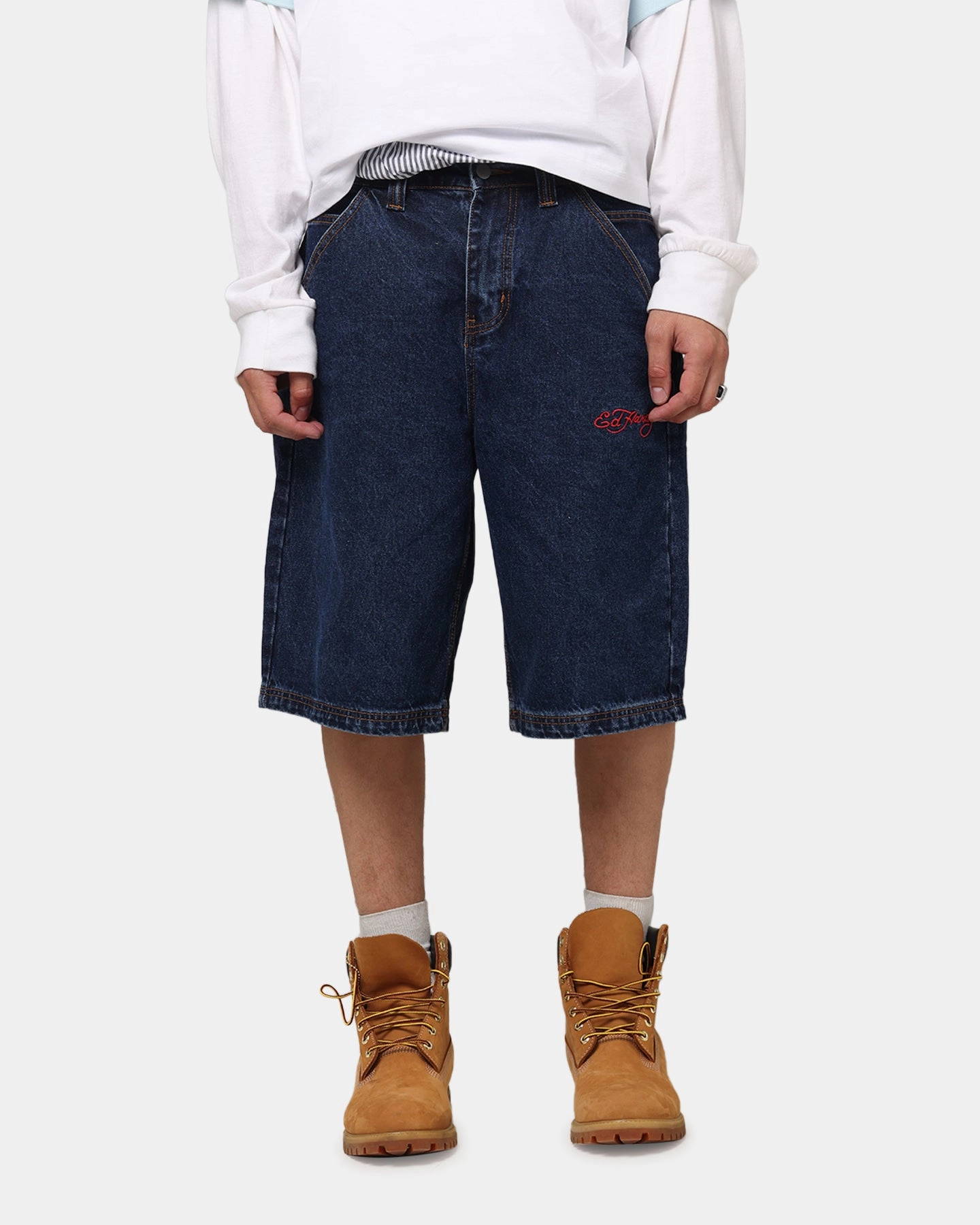 Ed Hardy Brave Hearts Jorts Indigo Gentle On Skin Quick Fit