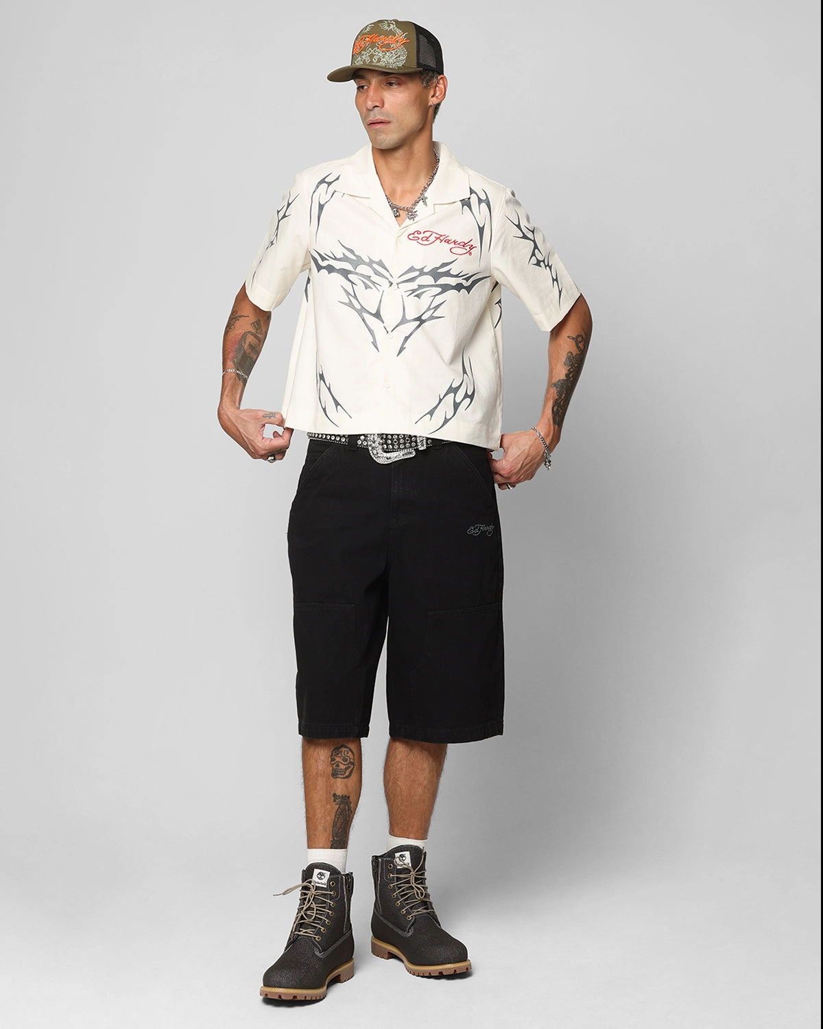 Ed Hardy Dragon Jorts Black Breathable Liner