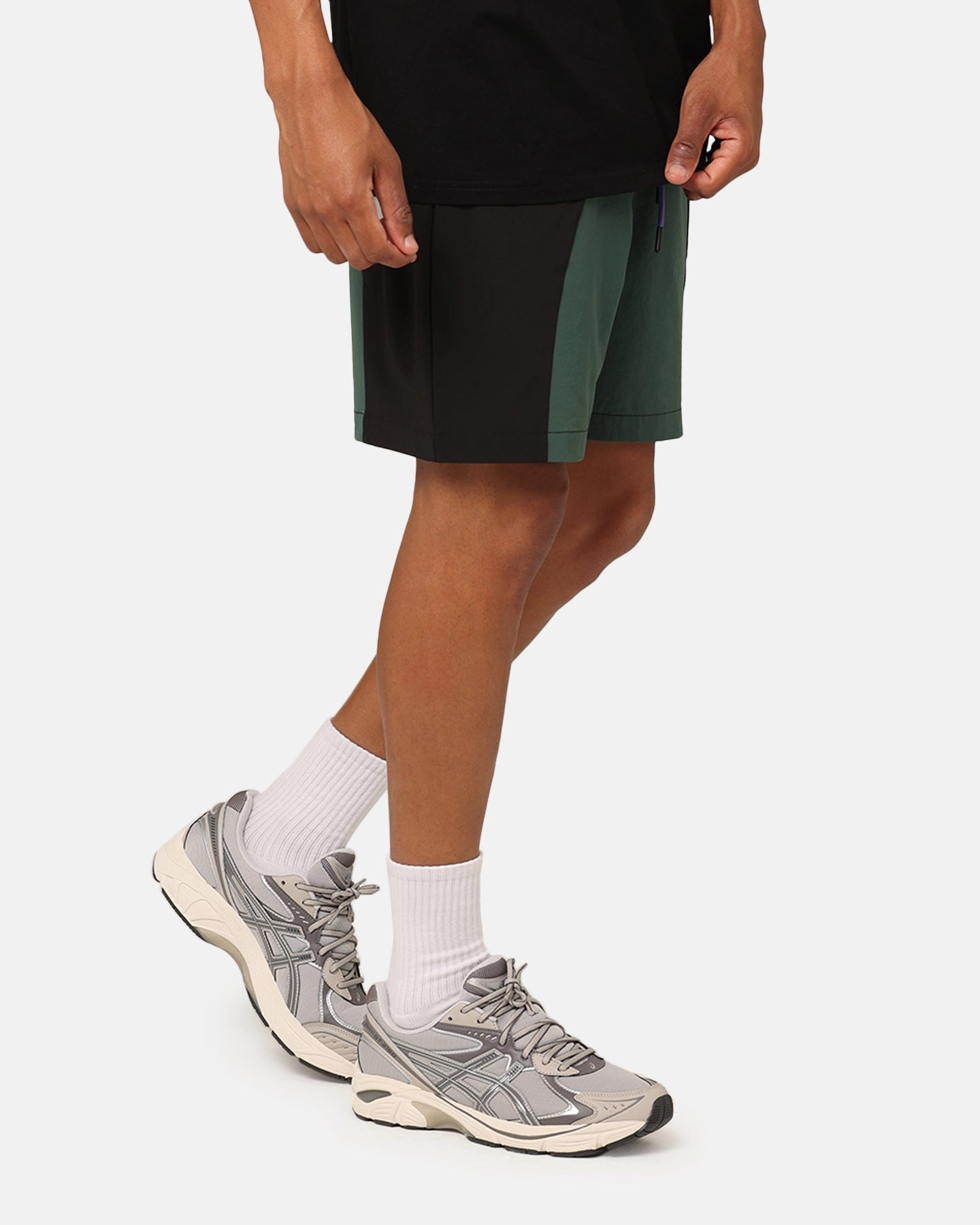 Carre Two Tone Shorts Black/Green Non Restrictive Waistband