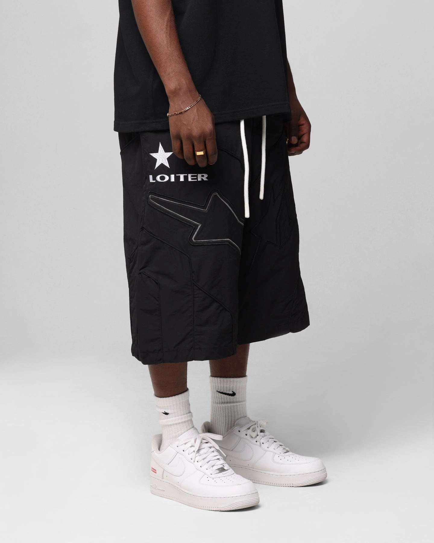 Sweat Resistant Fabric Sweat Wicking Channels Loiter Motocross Shorts Black