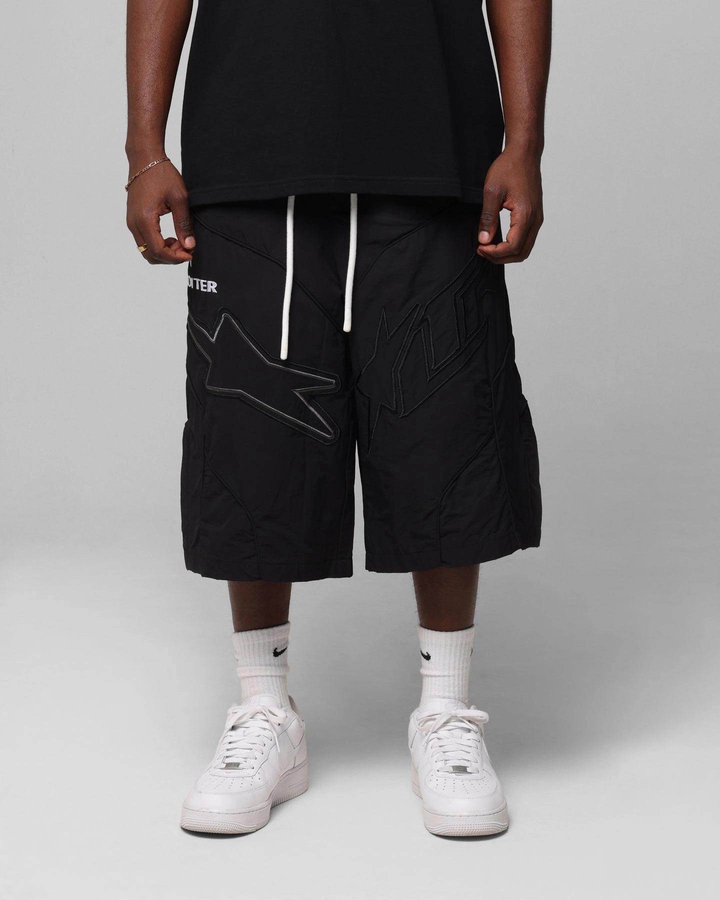 Loiter Motocross Shorts Black Eco Friendly Material Abrasion Resistant Edges