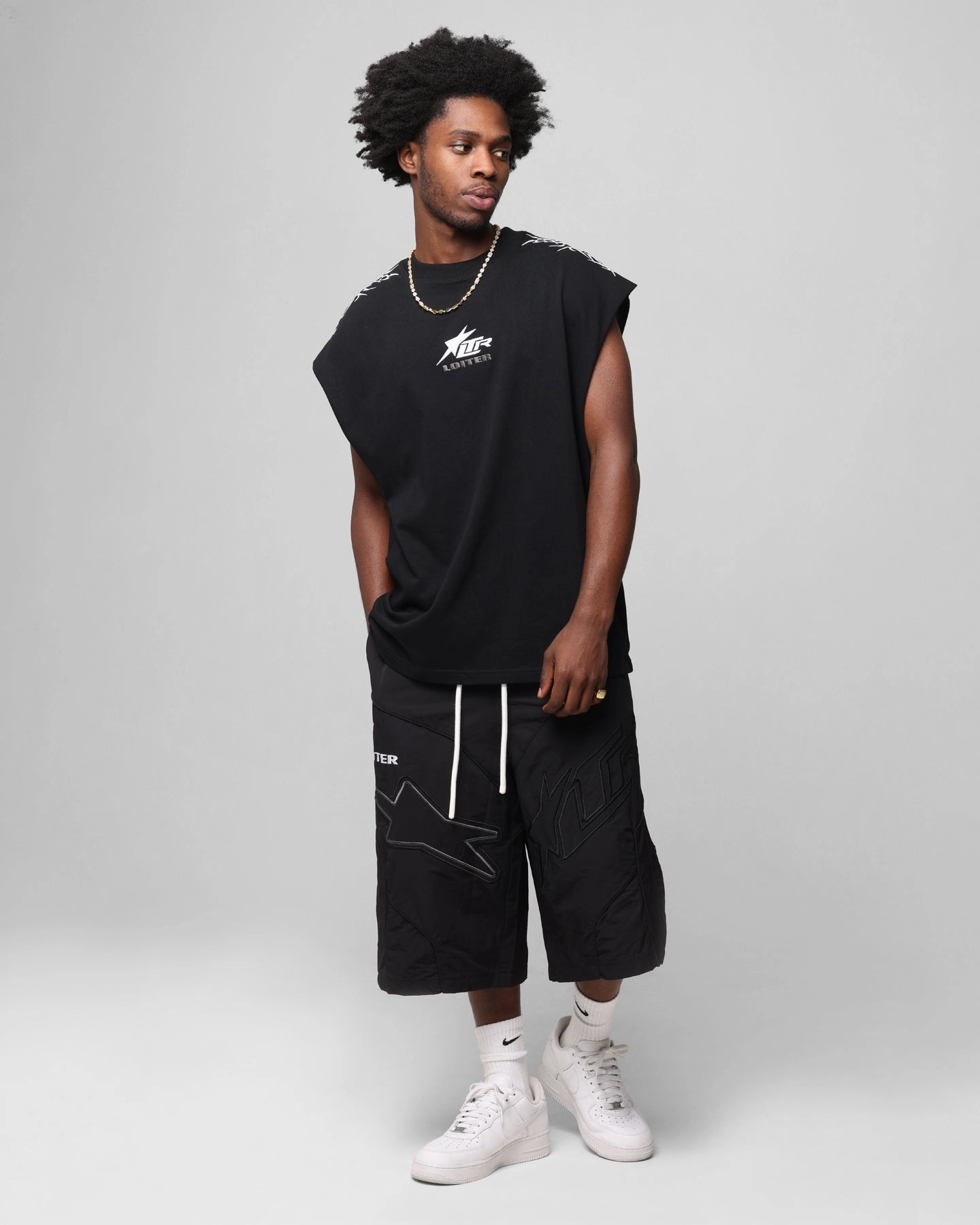 Loiter Motocross Shorts Black Fashion Fit Semi Formal