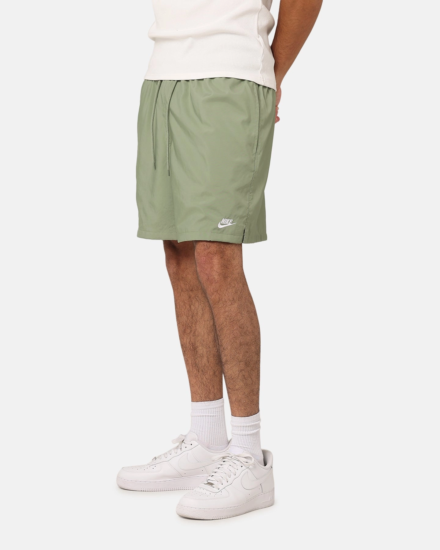 Ripstop Material Nike Club Flow Shorts Oil Green/White