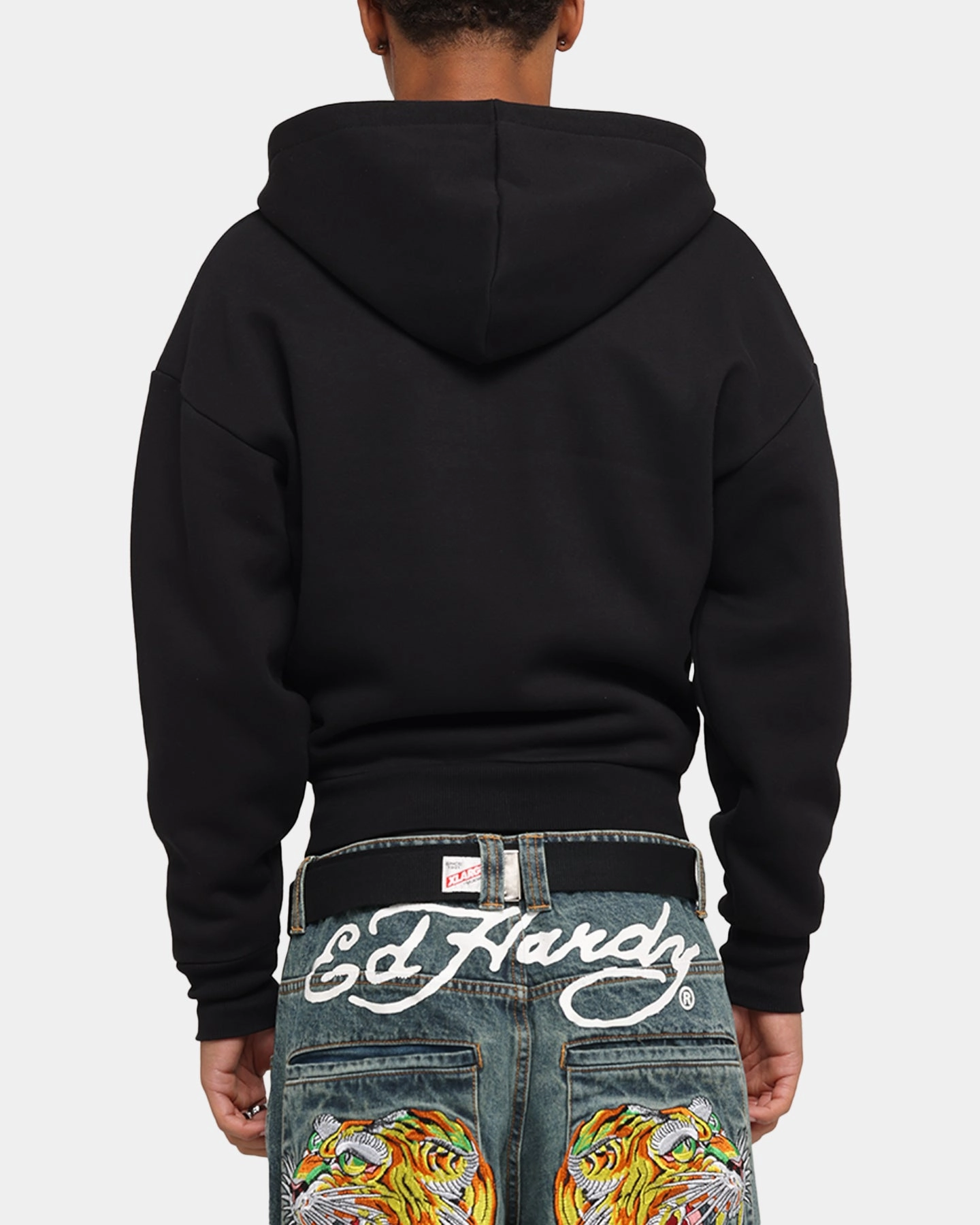 Approve Ed Hardy Eagle Rhinestone Zip Hoodie Black