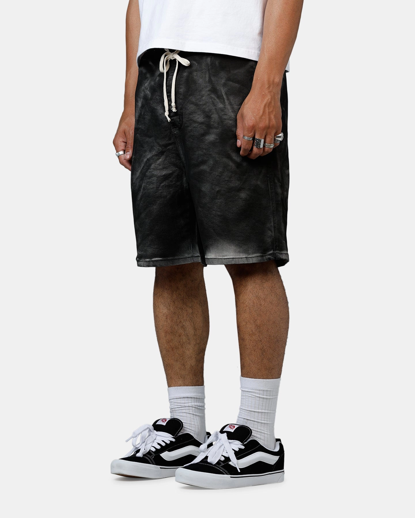 MNML Stone Charred Shorts Charcoal Grey men's fashion