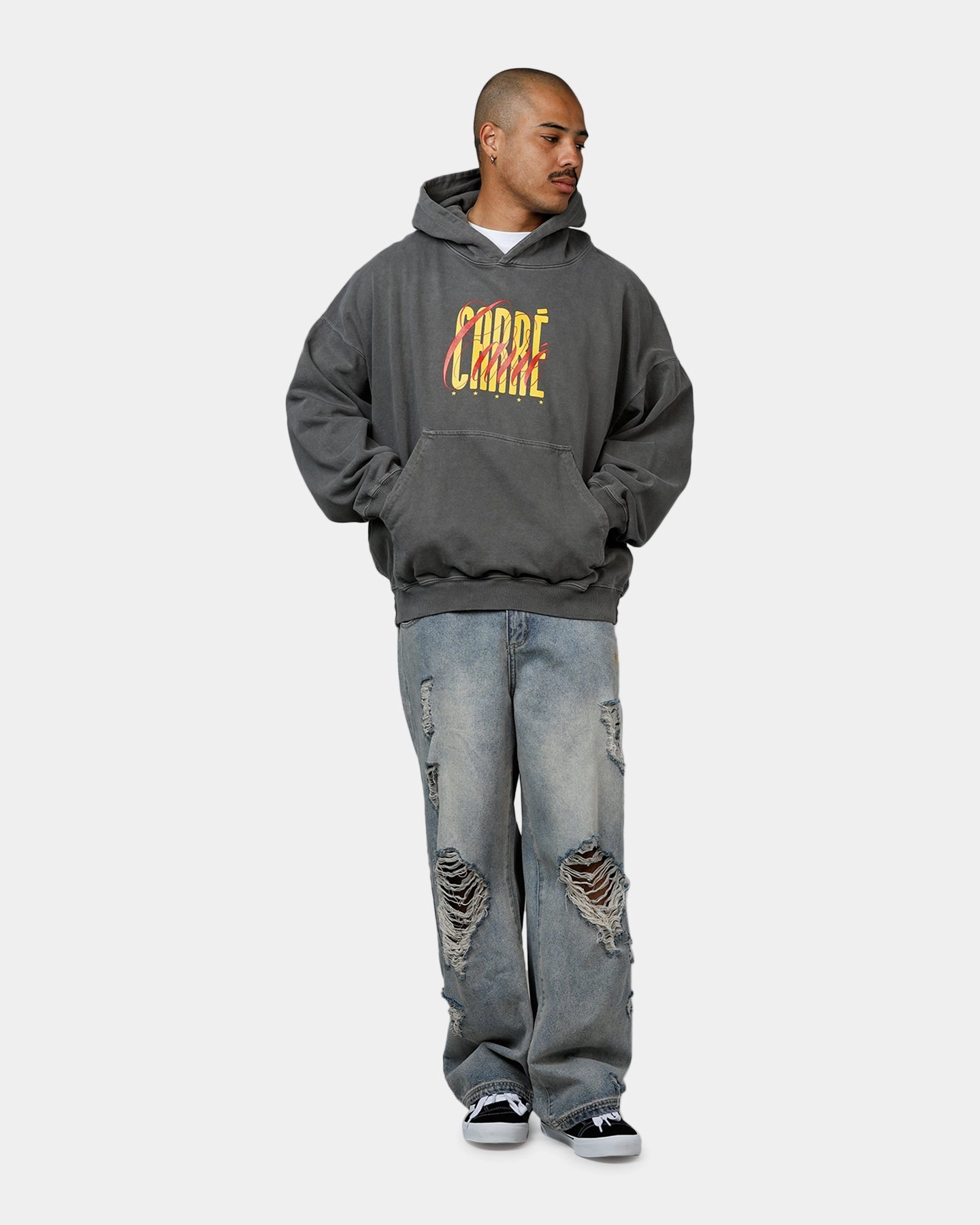 Carre Golden Scale Premium Hoodie Washed Charcoal Recycled Material