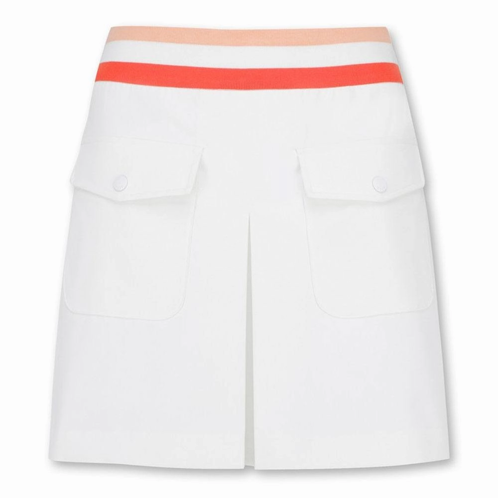 WAAC Athletic Tipping Band Golf Skirt White - SS24 Women Split hem Seasonal Layering