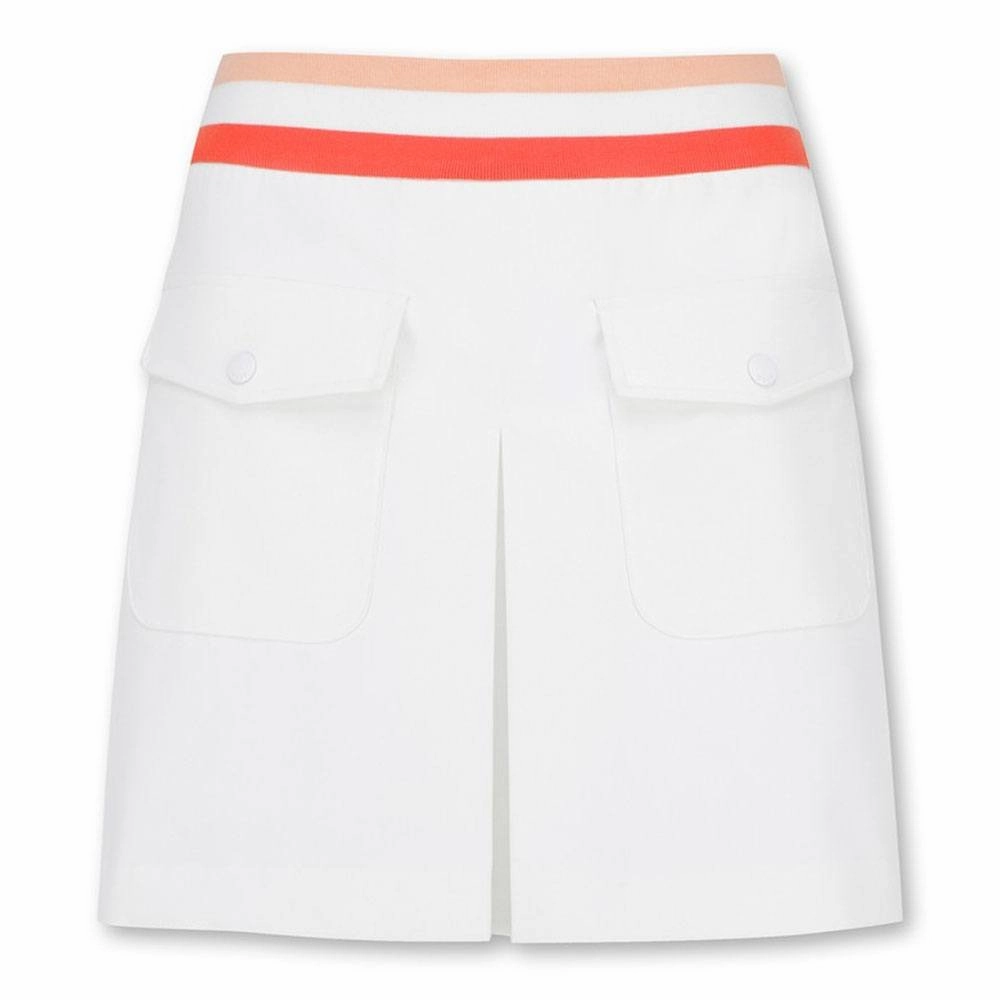 Crisscross Back Laidback Style WAAC Athletic Tipping Band Golf Skirt White - SS24 Women