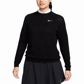 Notch Lapel Durable Double Stitching Nike Tour Golf Sweater Black/White - FA25 Women