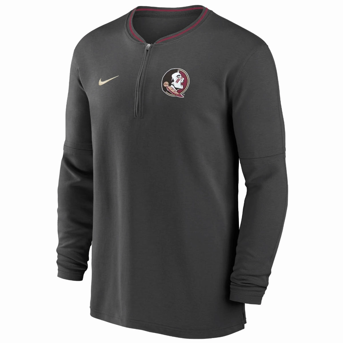 Stretch Cloth Seasonal Trend Nike Men's 2024 Seminole Logo Dri-fit Half-zip Coach's Top - Anthracite