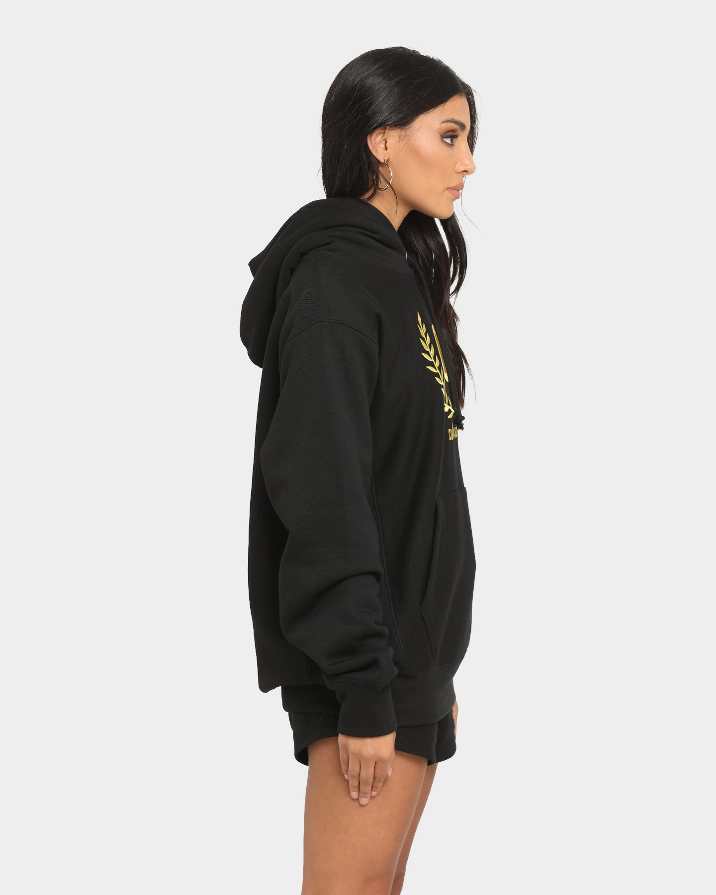 Champion Champion x Culture Kings Rev Weave Hoodie Black/Gold suitable for stage shows Equity