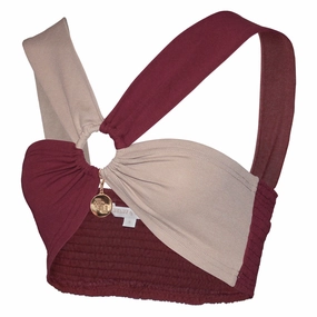 Emerson Street Women's Stacked FSU Charm Color Block Strap Bandeau - Garnet/Gold Ultra Soft Lining