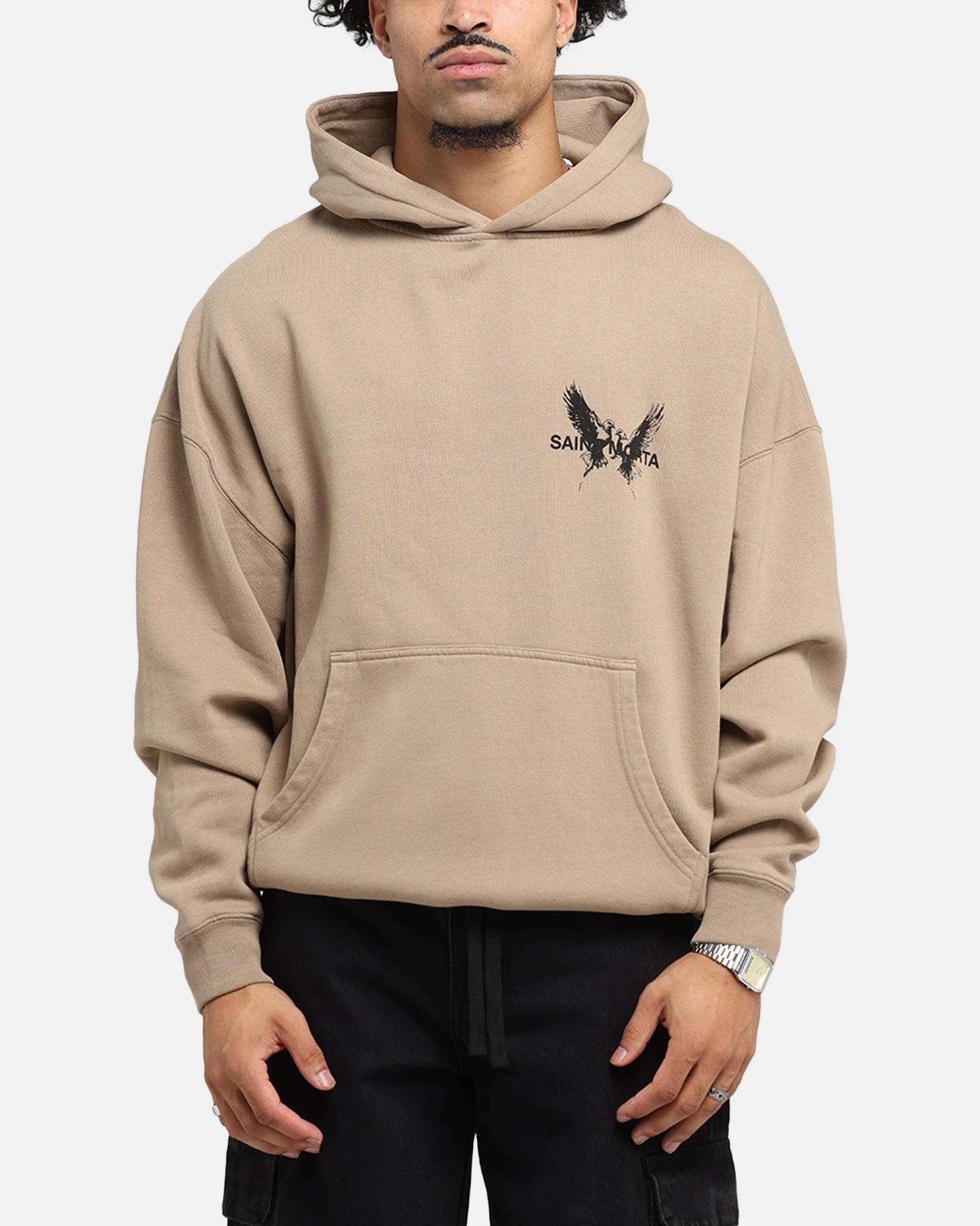 Saint Morta Black Doves Boxy Hoodie Tan Repurposing - potential gas storage