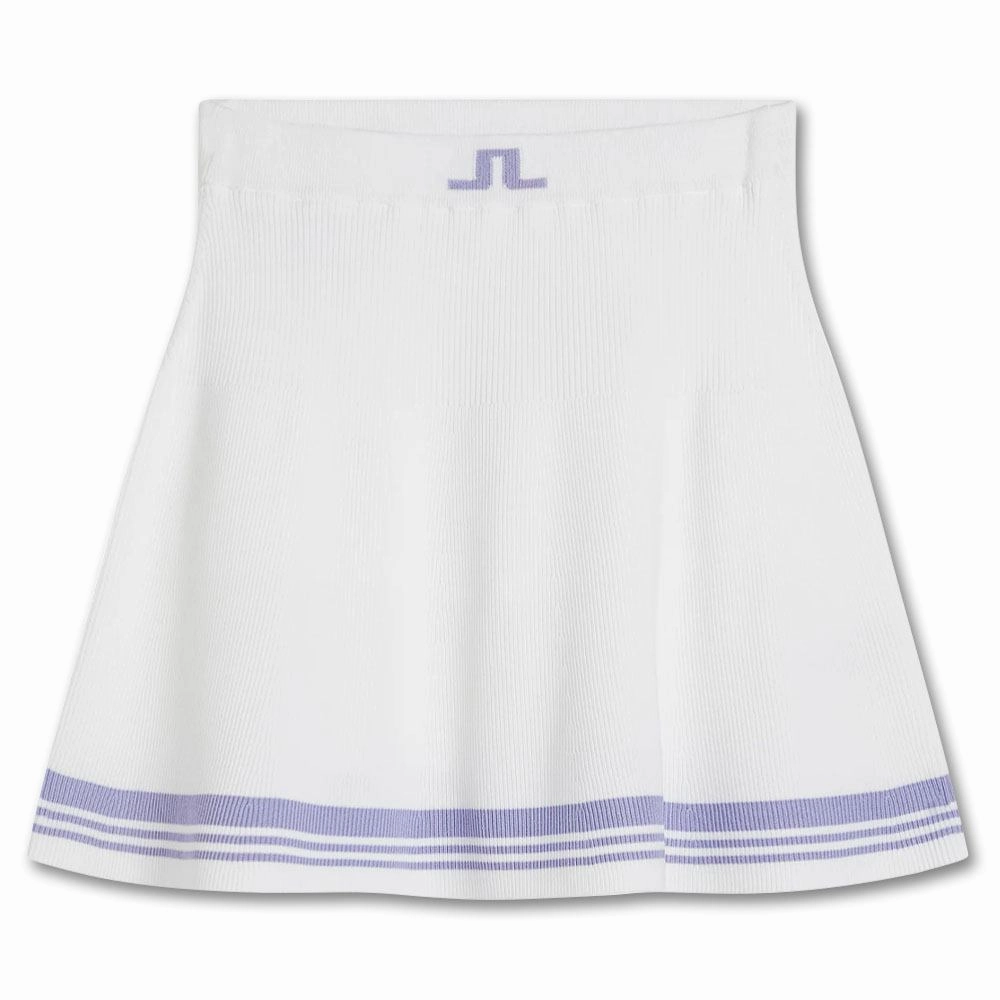 Bestseller Item Front Slit J.Lindeberg Frida Stripe Knitted FW Golf Skirt White - FW23 Women