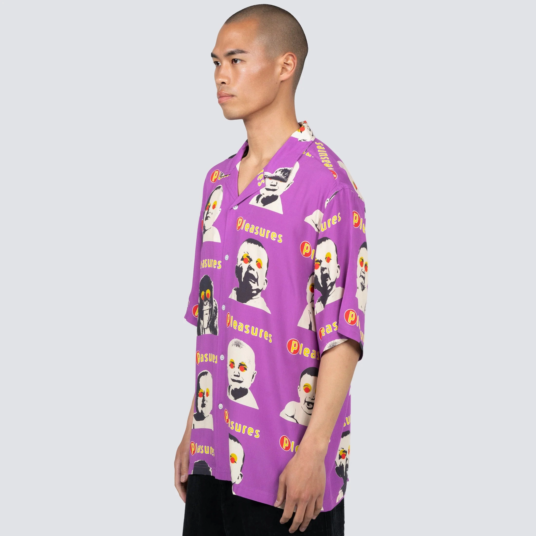 Pleasures Head Button Down 'Purple' Sleeveless Cut