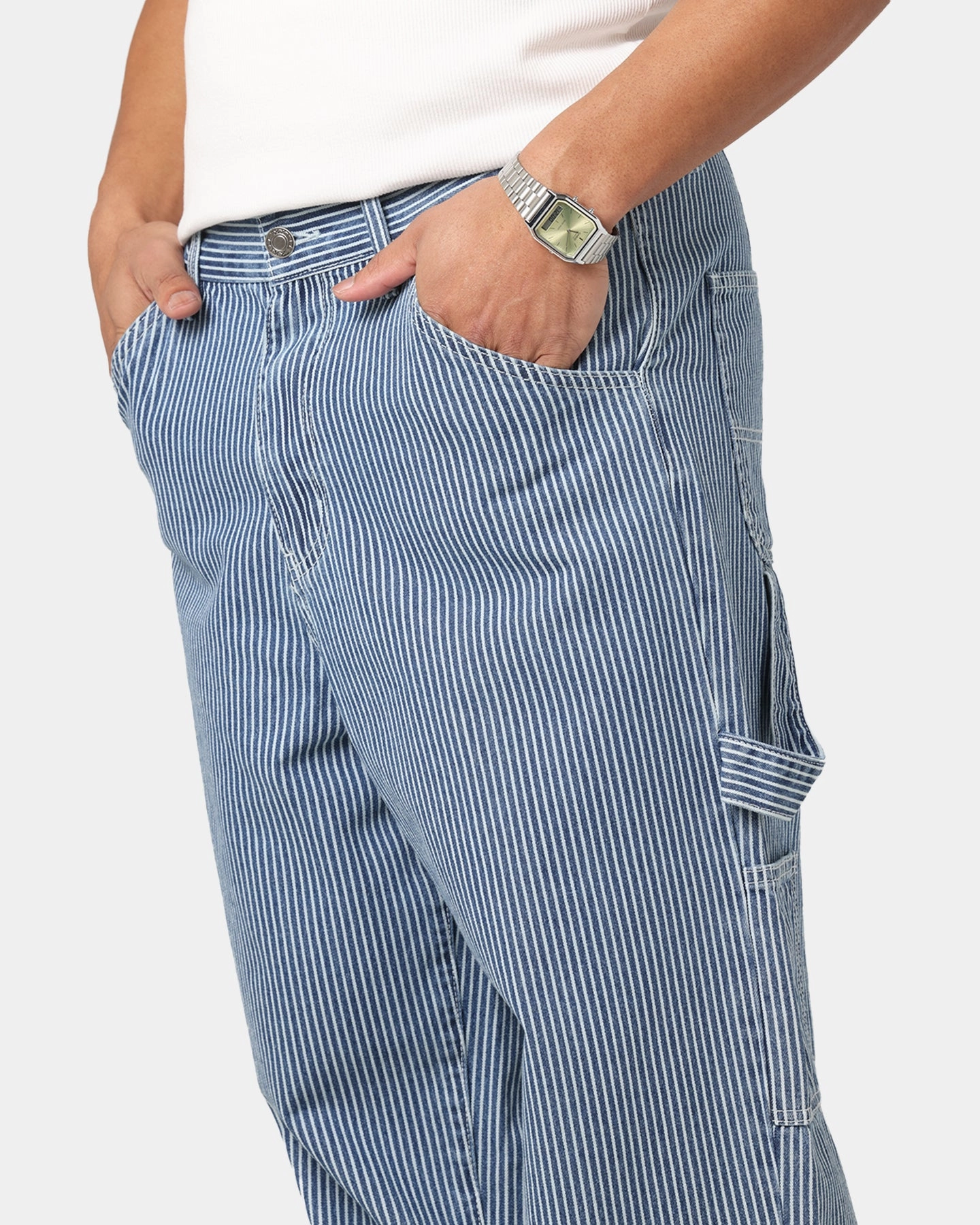 Fashion Comfort Wear Essential Fit XXIII Striped Work Pant Navy Stripe