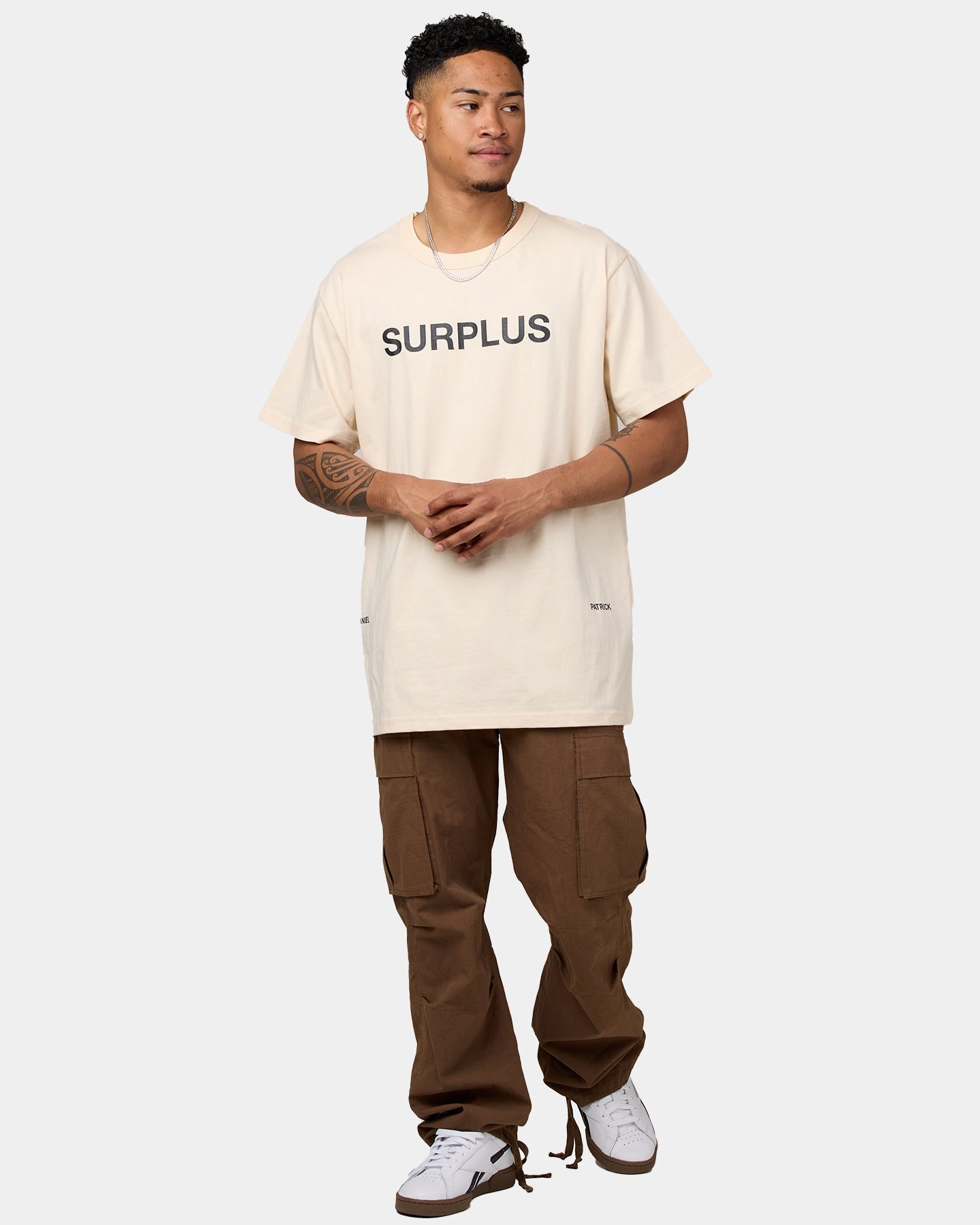 Customizable kids' Daniel Patrick Surplus Logo T-Shirt Cream/Black