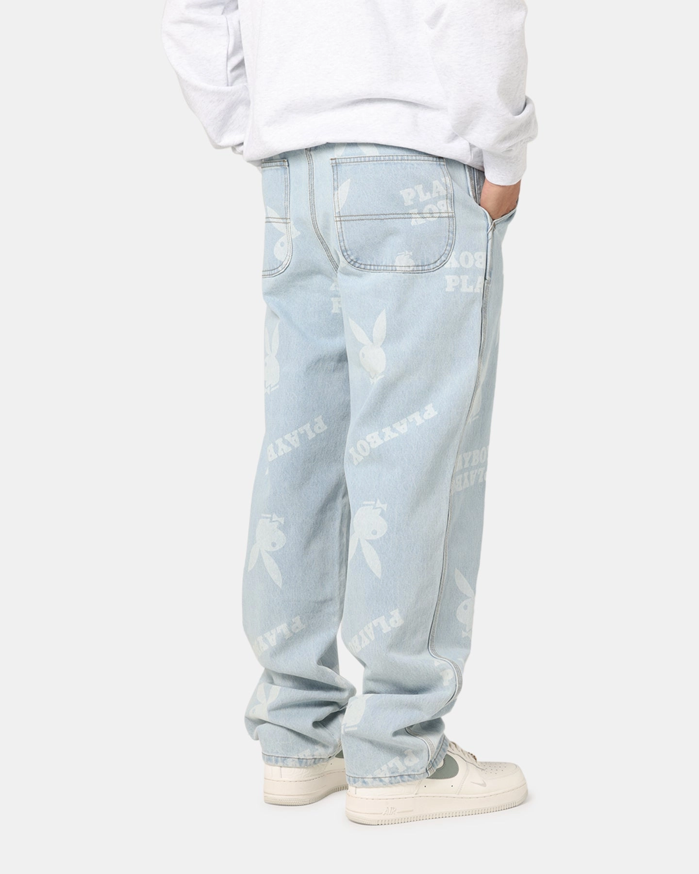 Textured Family Style Autumn Days Winter Warmth Outdoor Adventure Playboy Mess Denim Jeans Light Indigo
