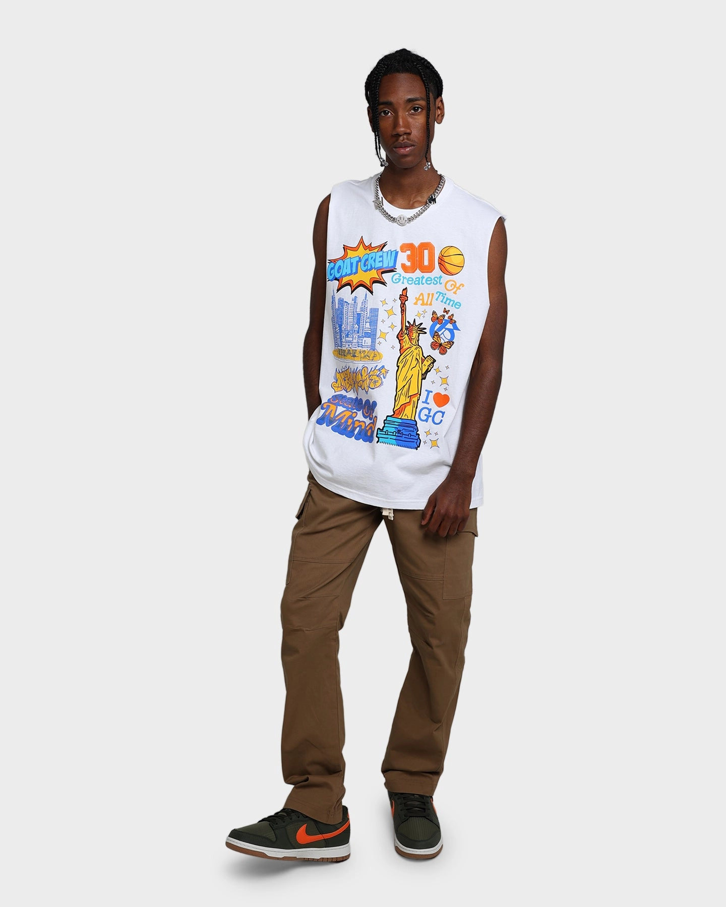 Goat Crew State Of Mind Muscle T-Shirt White Printed Logo