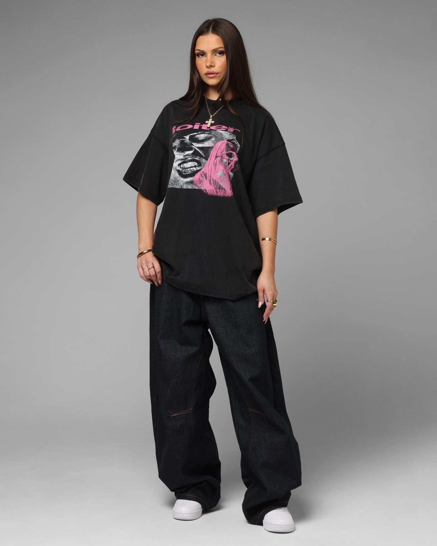 Loiter Weezy Premium Vintage T-Shirt Washed Black SoftTouchFinish Fashionable Piece