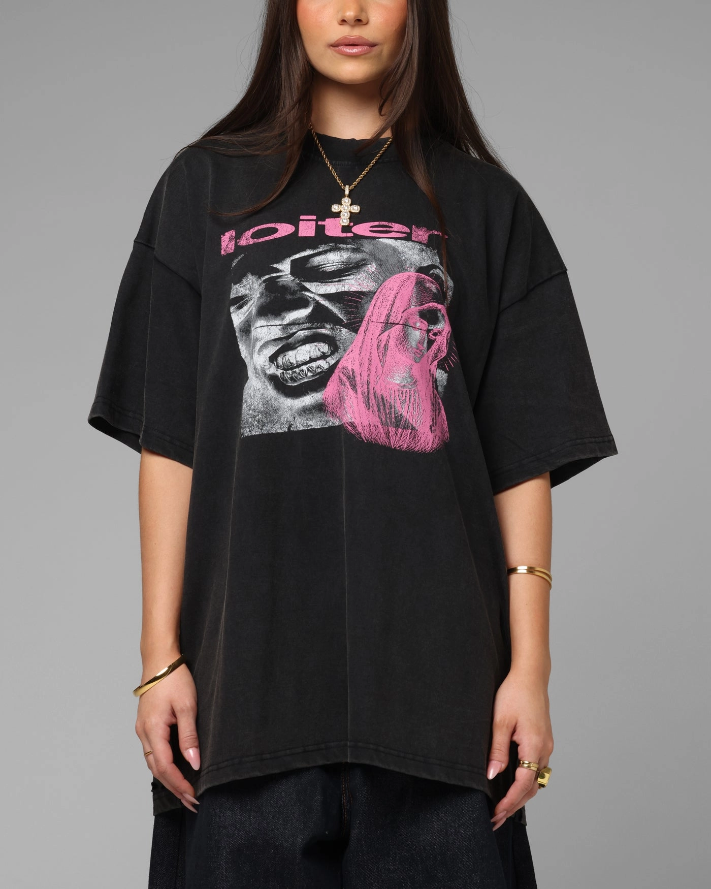 Loiter Weezy Premium Vintage T-Shirt Washed Black Chic and Cozy Perfect Layer