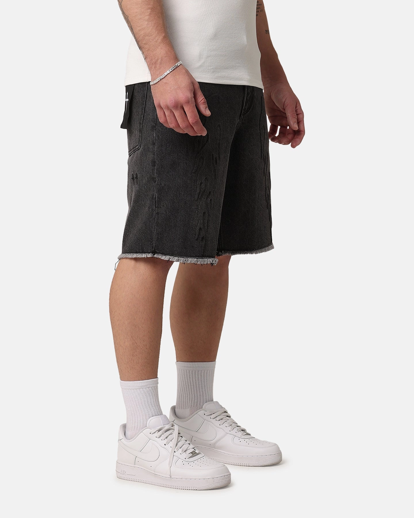 men's option Saint Morta Inferno Baggy Denim Shorts Black Shadow
