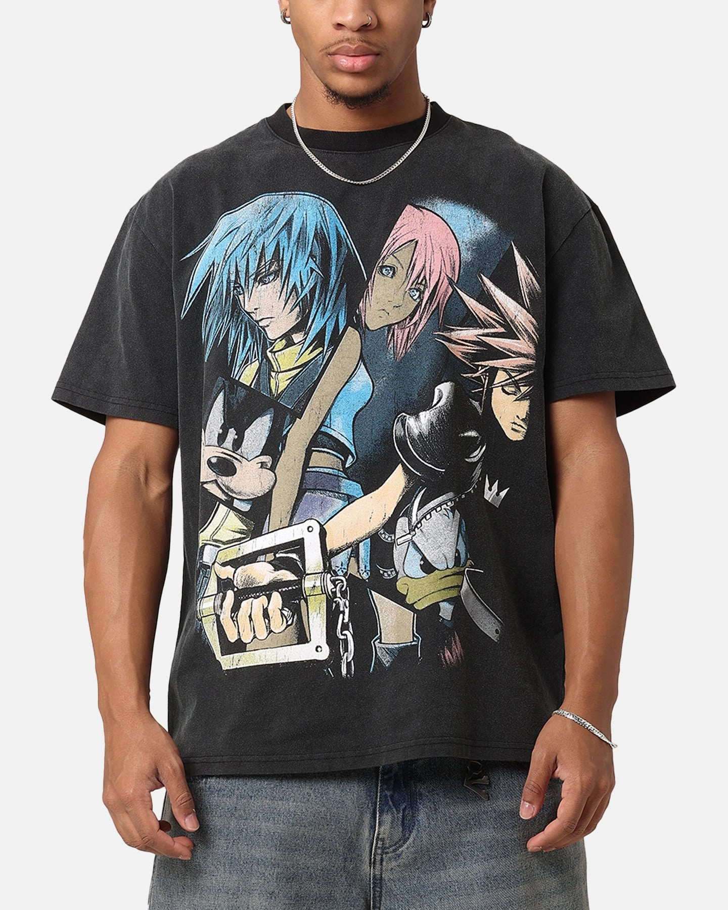 Goat Crew X Kingdom Hearts Poster Heavy T-Shirt Vintage Black Lightweight Wear Solid color purity
