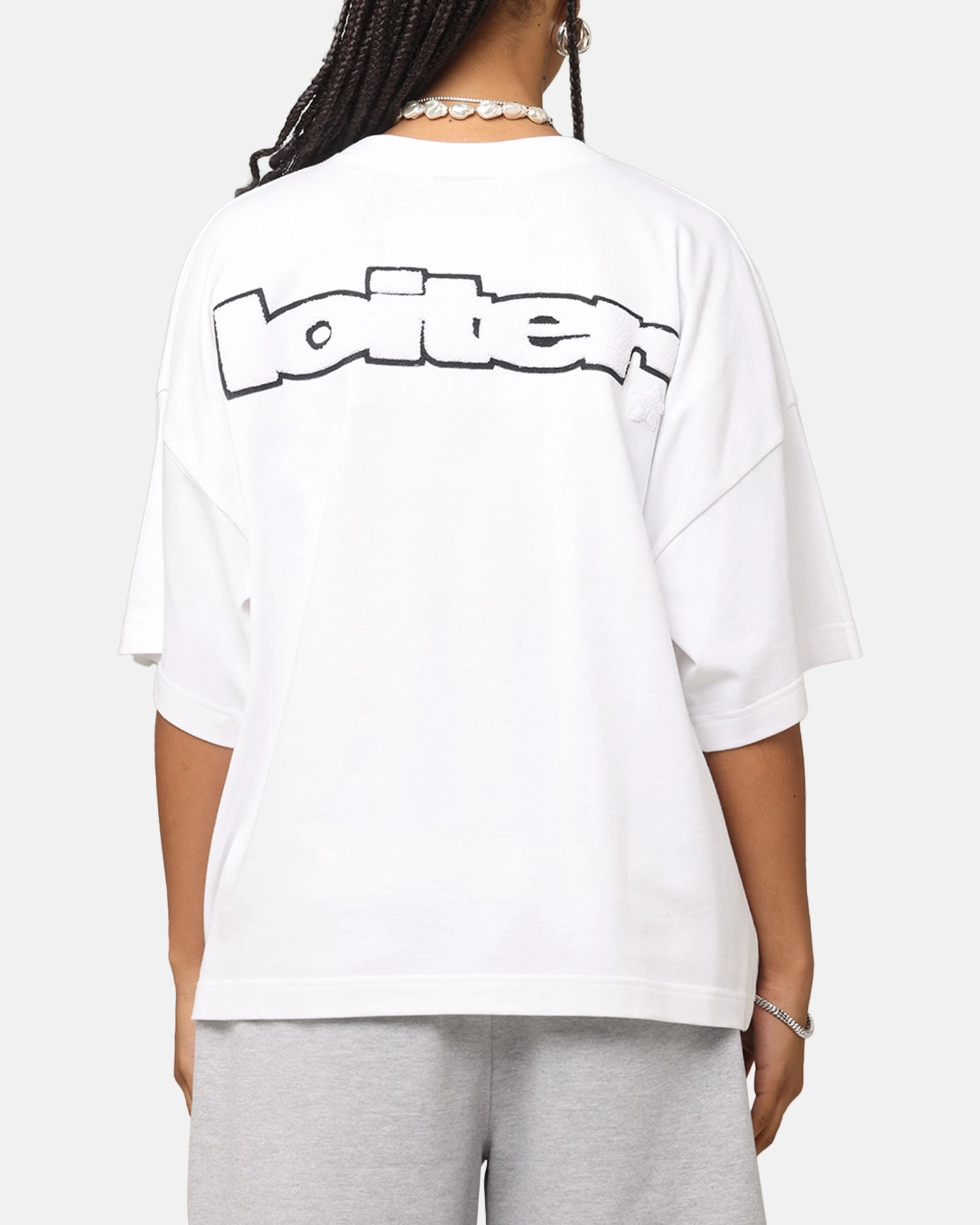 Loiter Premium Essentials Boxy T-Shirt White layerable Layered Hem Design
