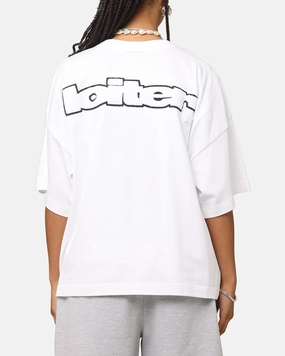 Loiter Premium Essentials Boxy T-Shirt White layerable Layered Hem Design
