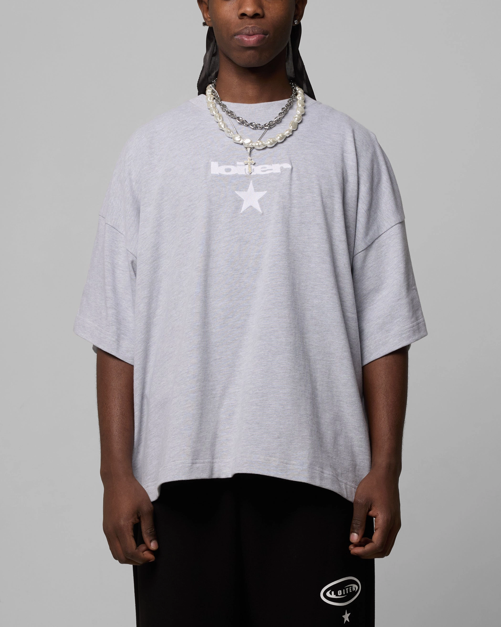 Loiter Premium Essentials Boxy T-Shirt Grey Marle MicroPiqueKnit Comfort Apparel