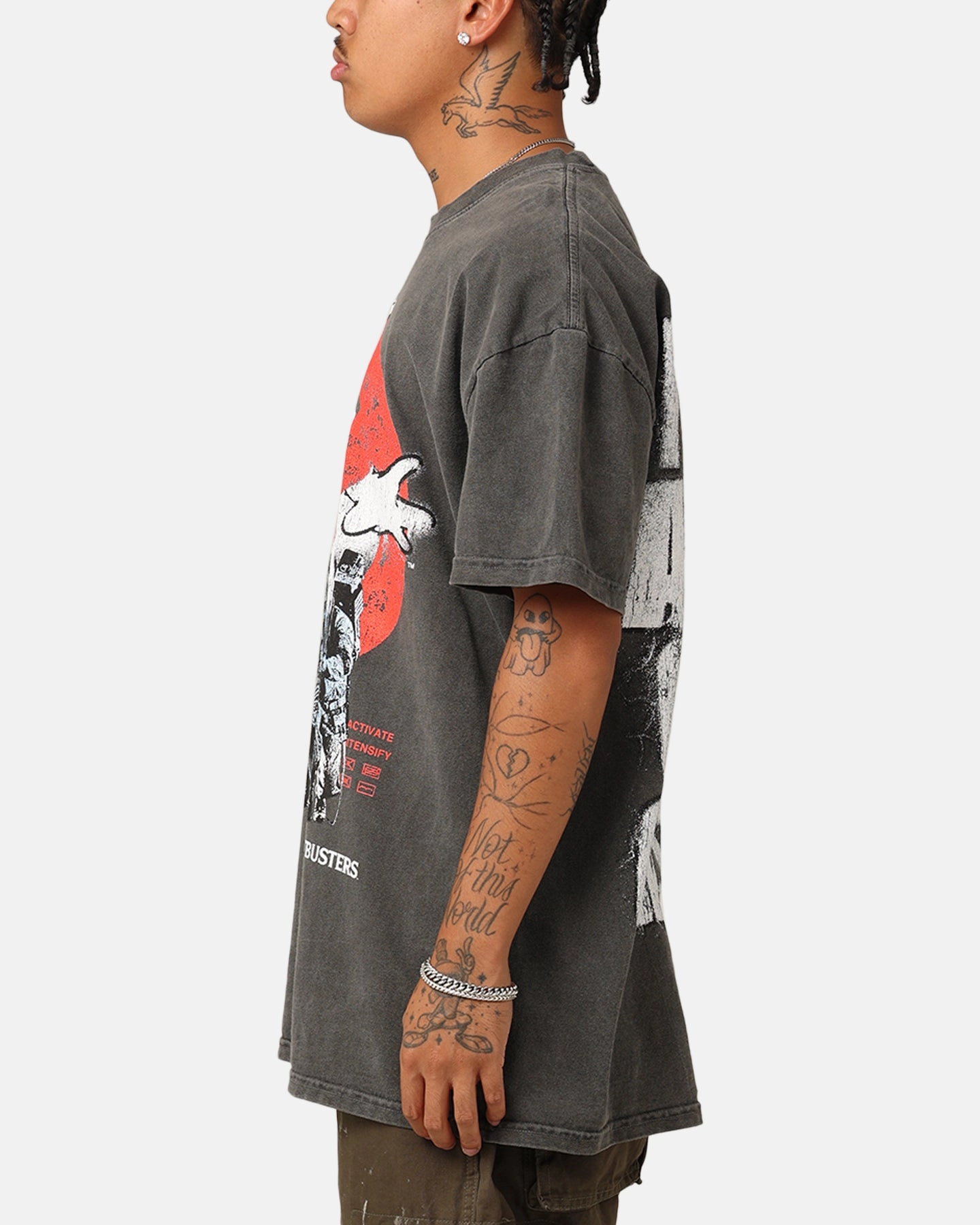 Goat Crew X Ghostbusters Heavyweight T-Shirt Black Wash FunctionalPockets Easy Layer