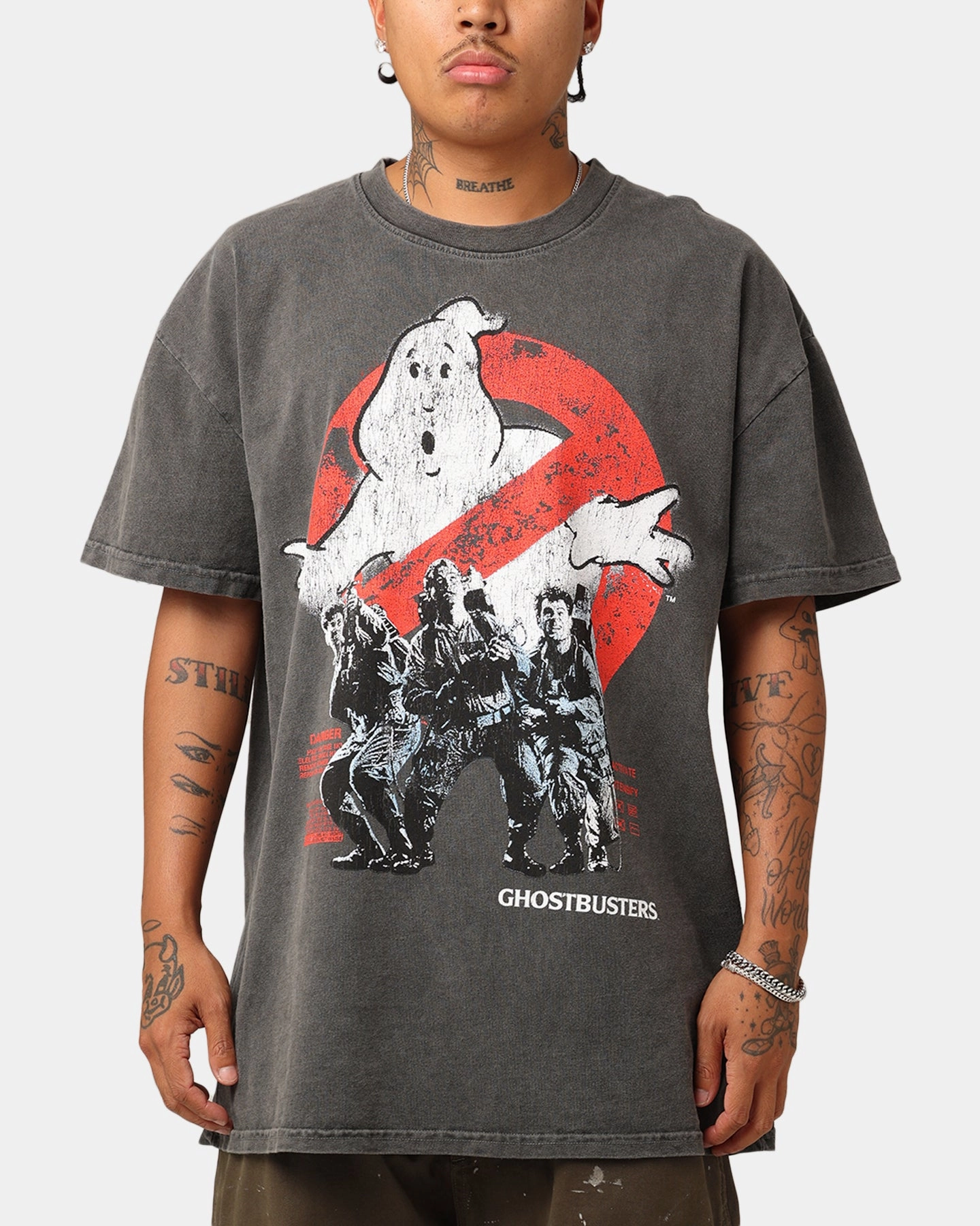 Preppy Goat Crew X Ghostbusters Heavyweight T-Shirt Black Wash