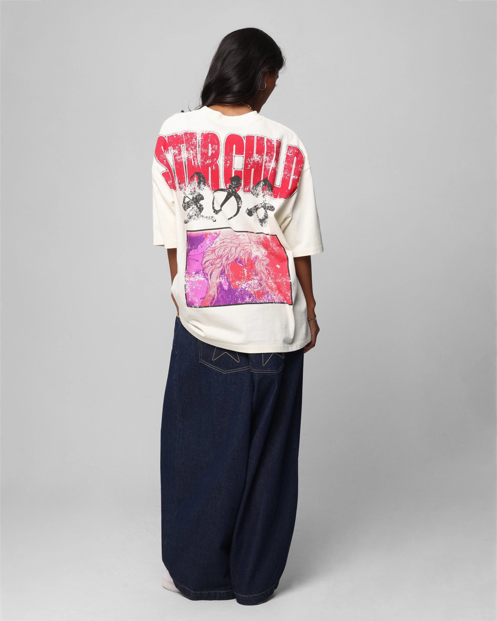 Longline Hemline Loiter Sebastian Vintage T-Shirt Off White