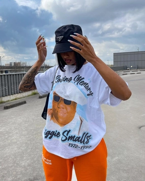 Notorious B.I.G Biggie Airbrush T-Shirt White Vibrant Prints SoftenedTexturedWeave