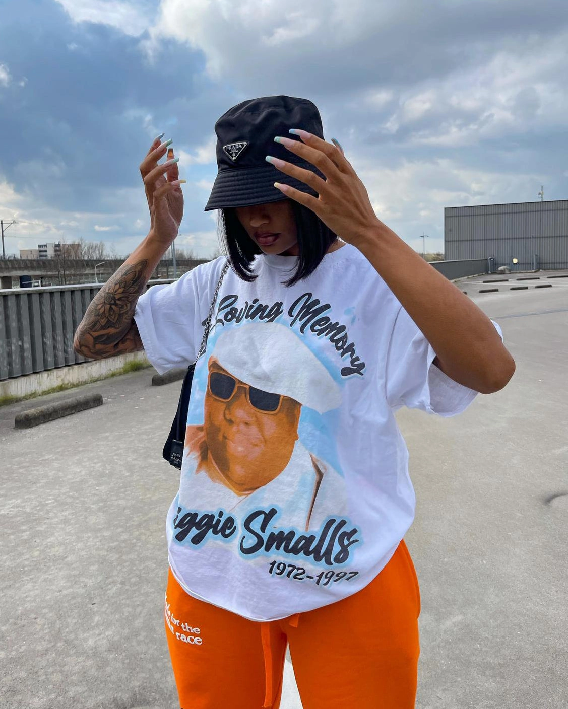 Notorious B.I.G Biggie Airbrush T-Shirt White Vibrant Prints SoftenedTexturedWeave