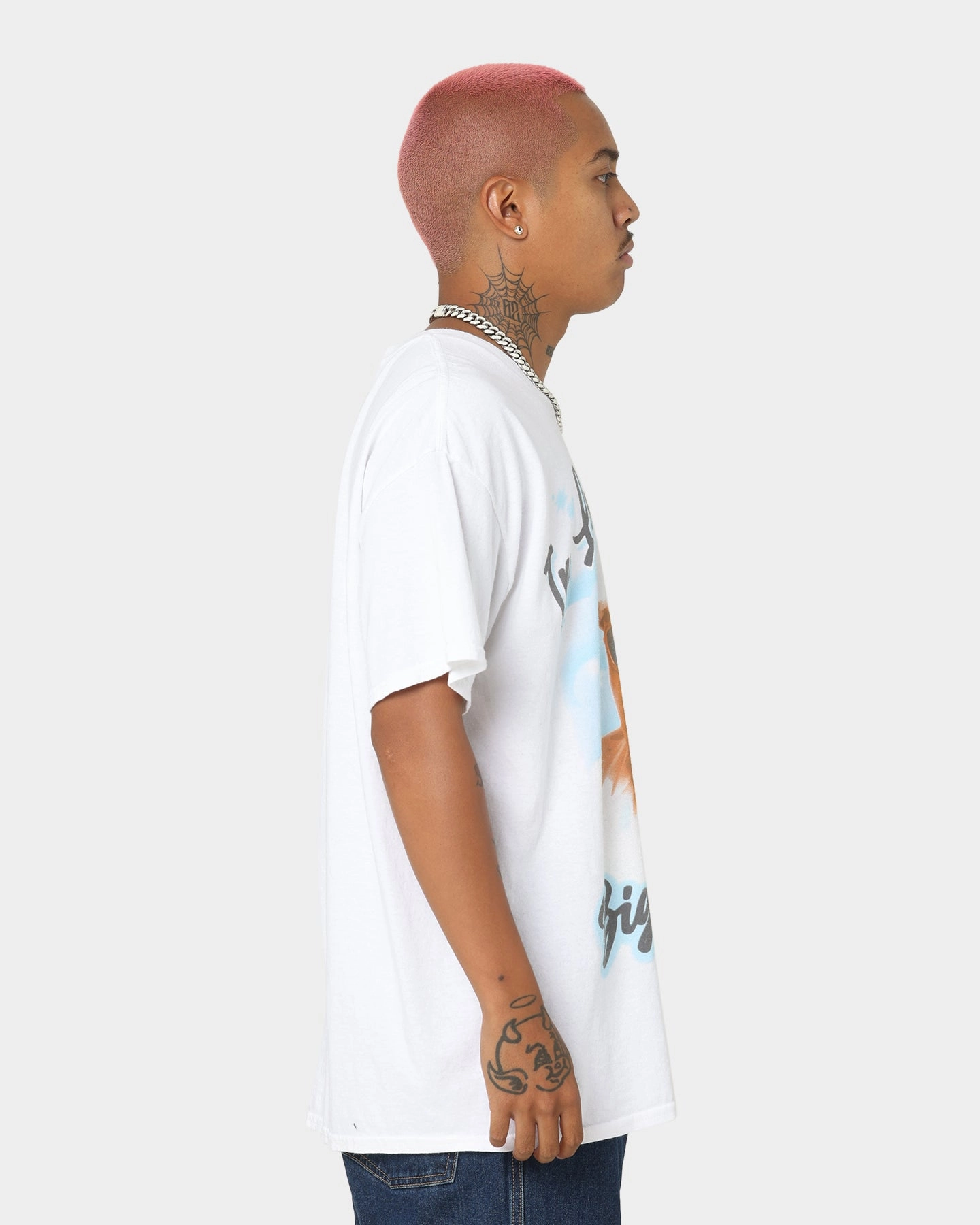 Collared Notorious B.I.G Biggie Airbrush T-Shirt White