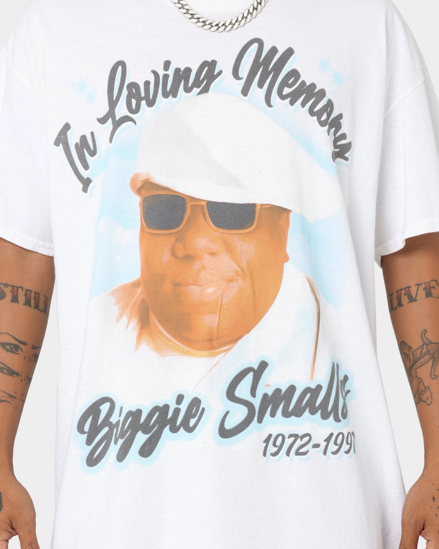 Notorious B.I.G Biggie Airbrush T-Shirt White All-day Comfort