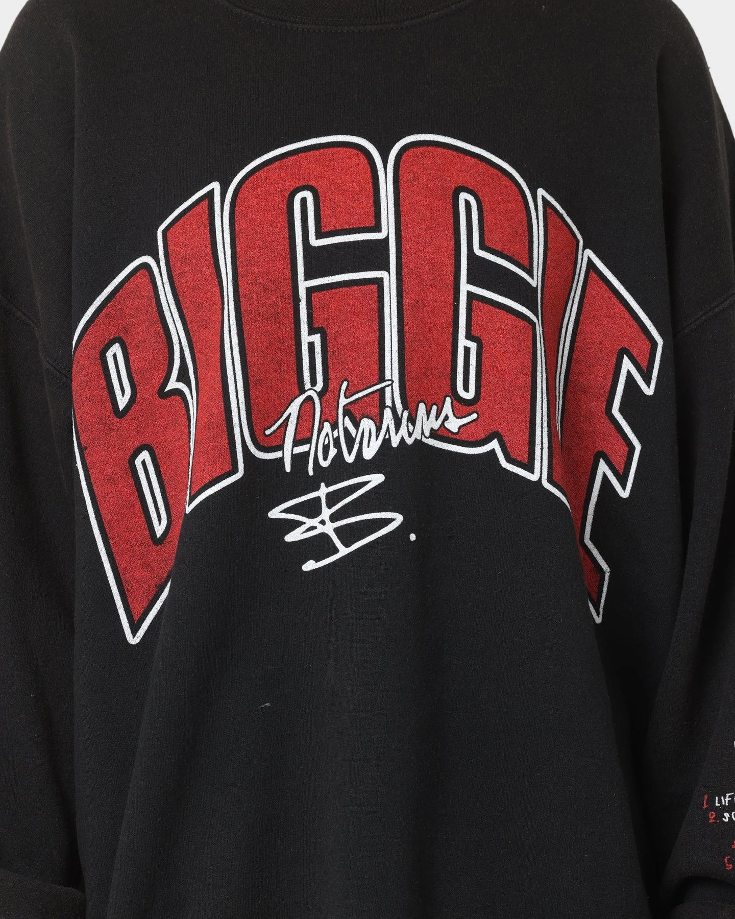 Travel Comfort Style Notorious B.I.G Biggie Tracklist Crewneck Black