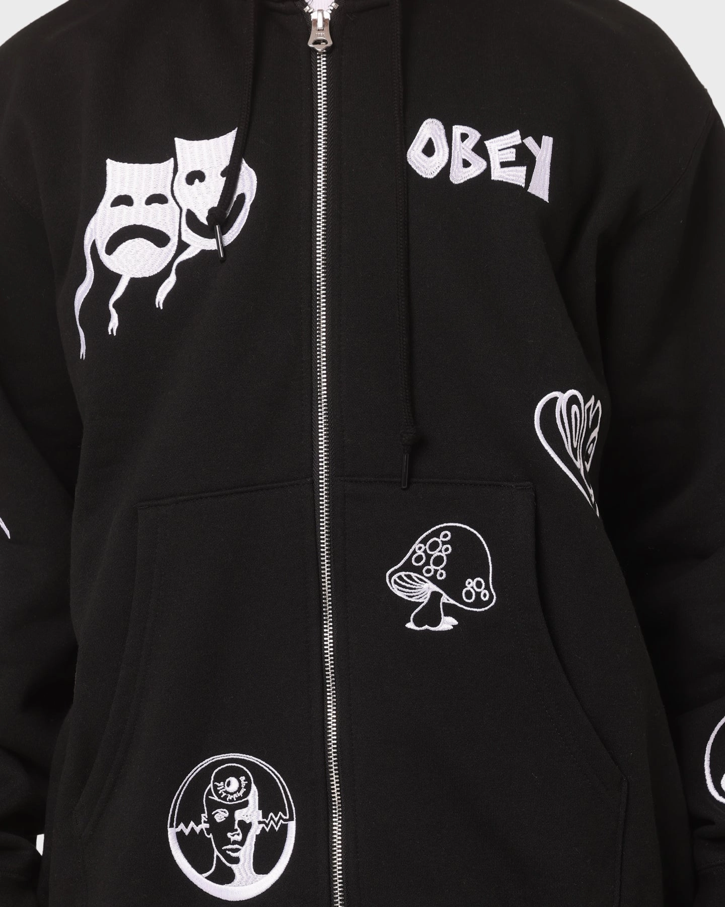 Obey Flash Zip Hoodie Black Vegan Option
