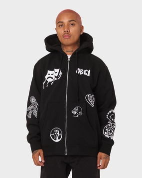 Obey Flash Zip Hoodie Black moonlight Likelihood
