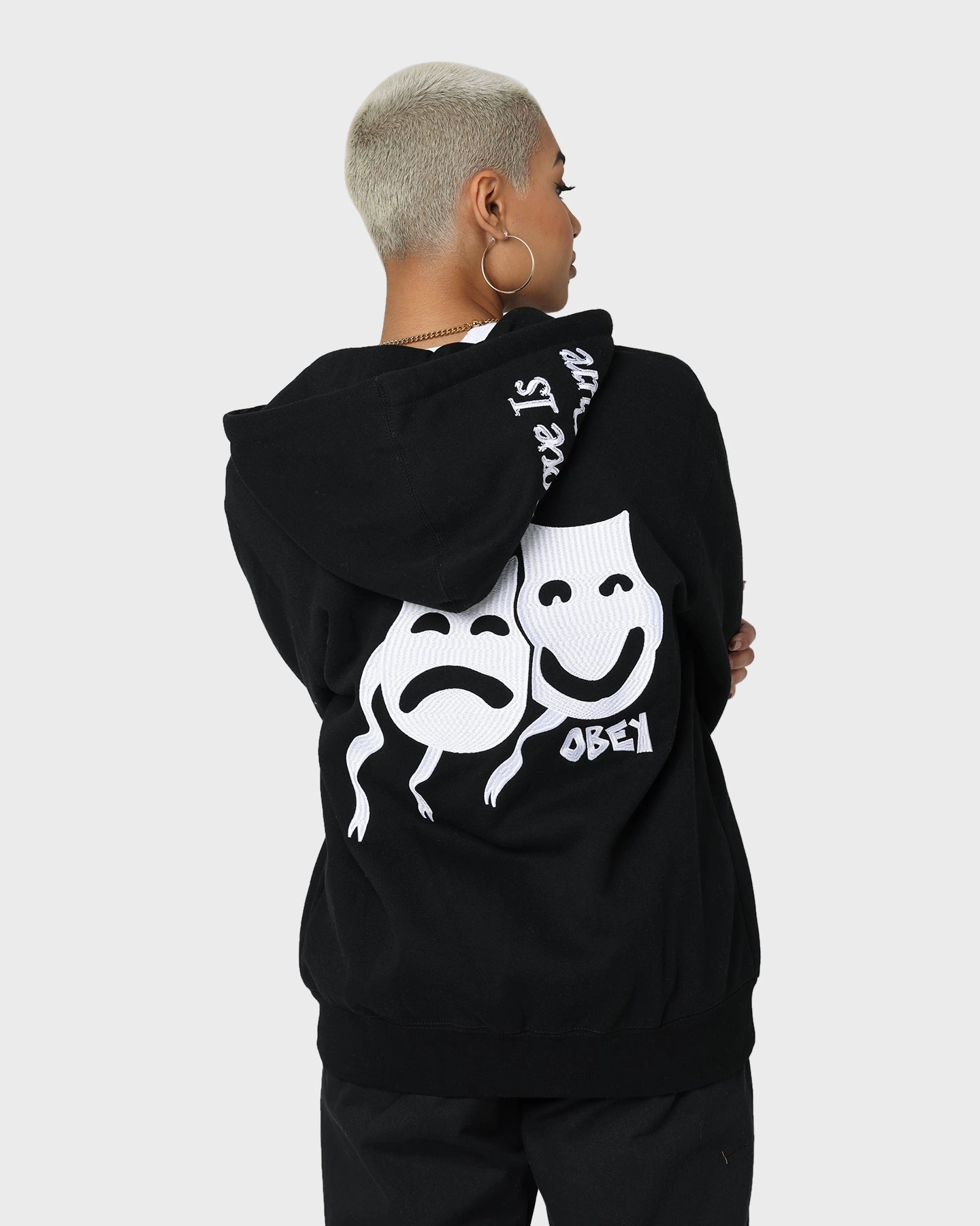 Obey Flash Zip Hoodie Black Grant