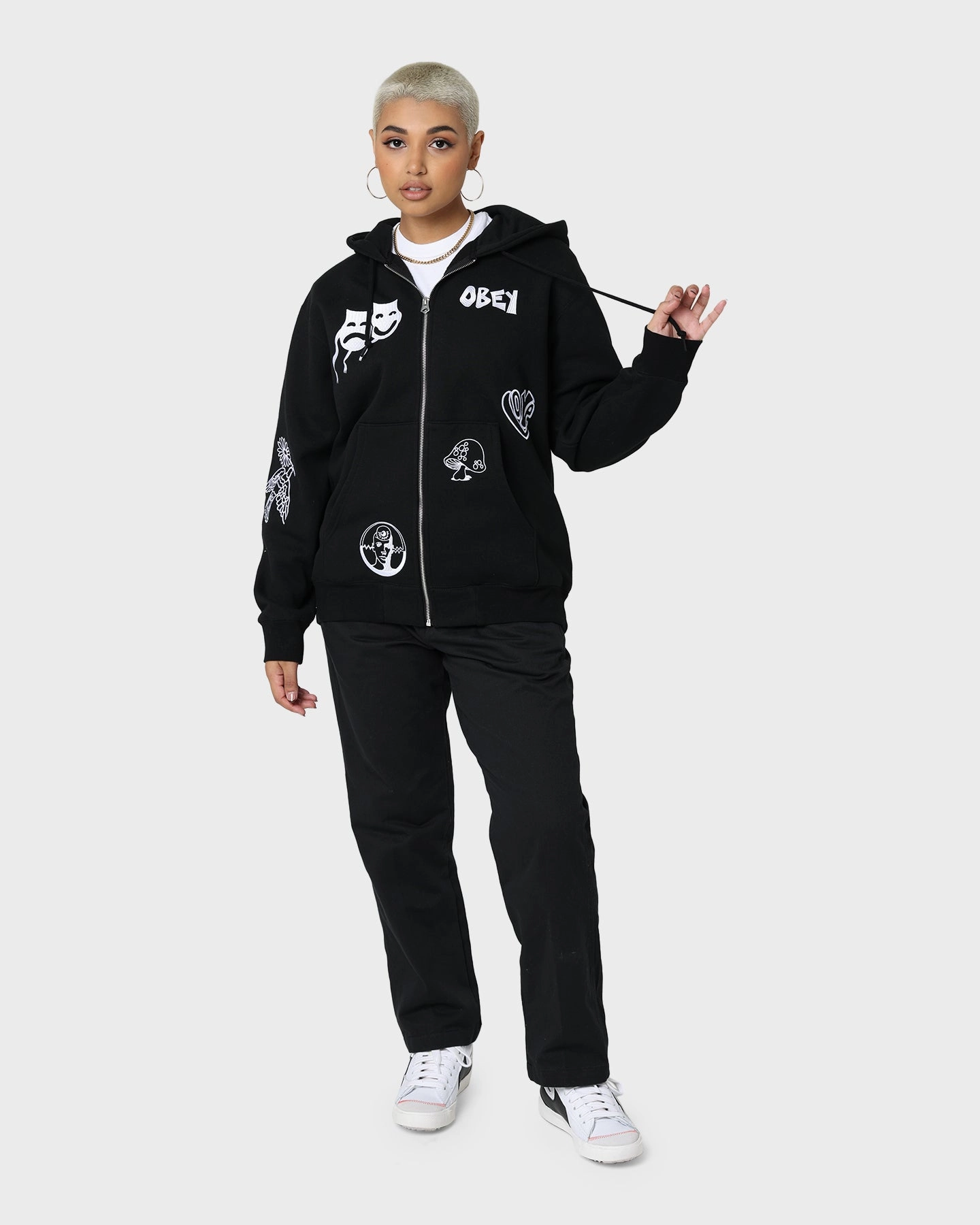 Obey Flash Zip Hoodie Black Stage