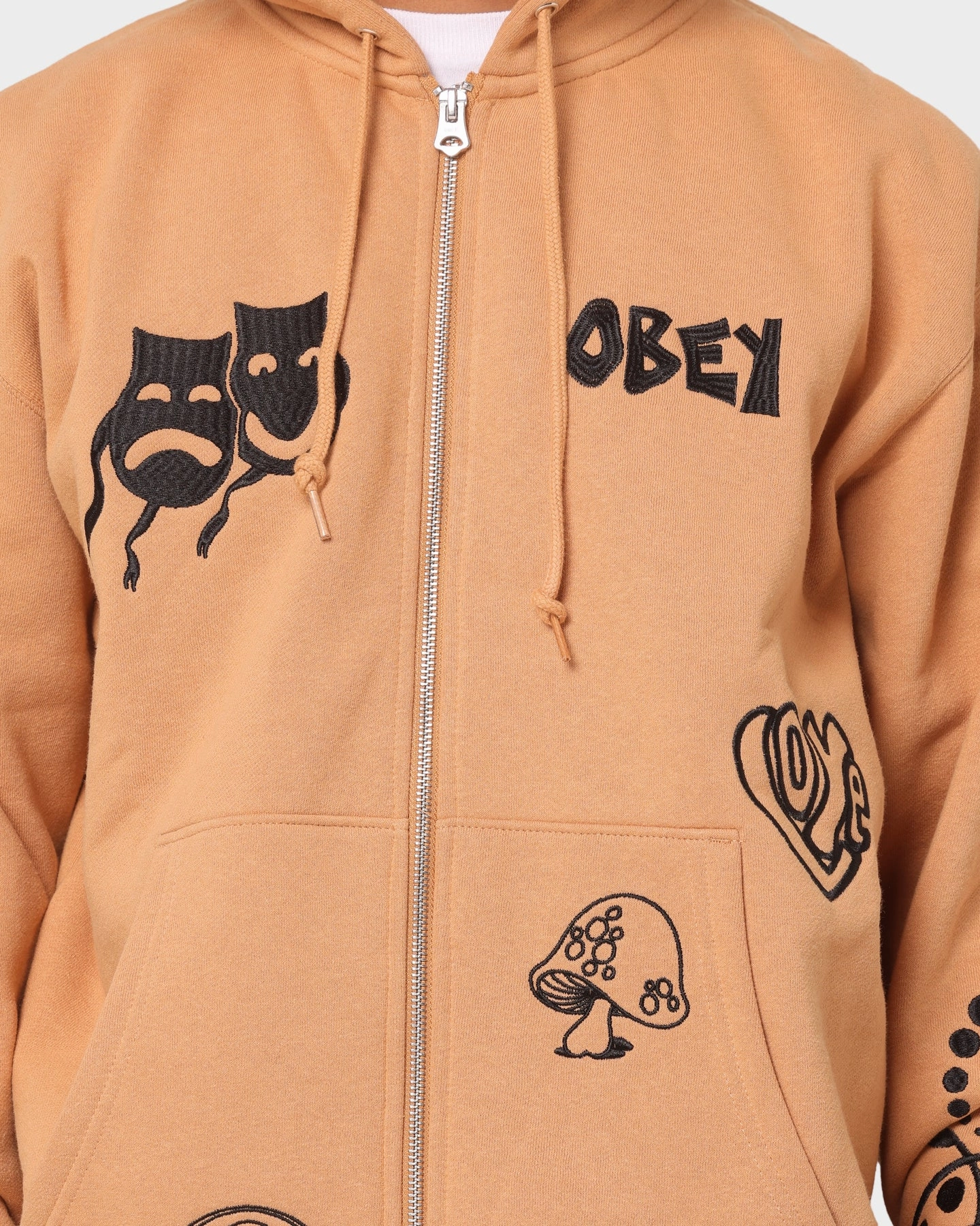 Obey Flash Zip Hoodie Rabbit Paw Insulated Interior