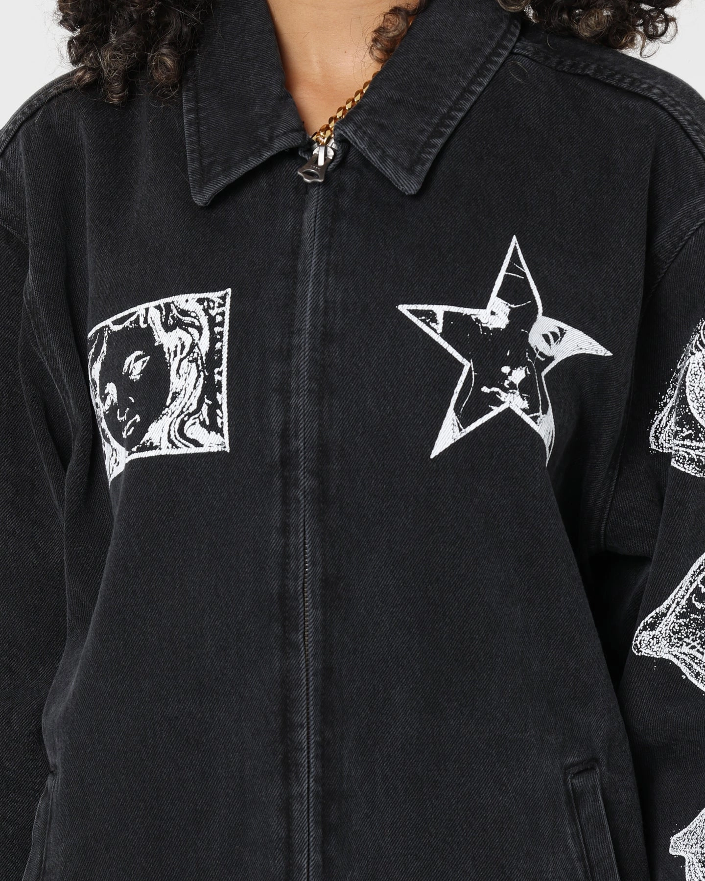 Obey Obey Dreams Denim Jacket Dusty Black suitable for cultural festivals